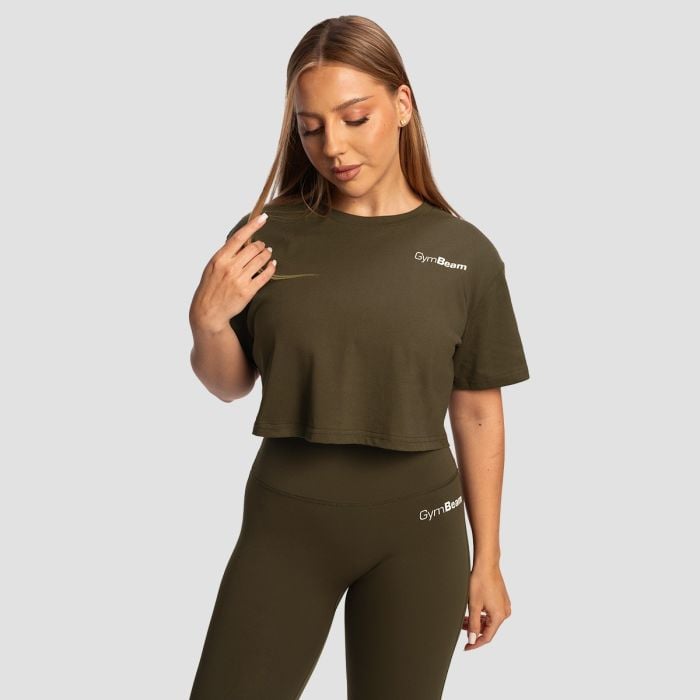 Damska koszulka Cropped Limitless Espresso - GymBeam M