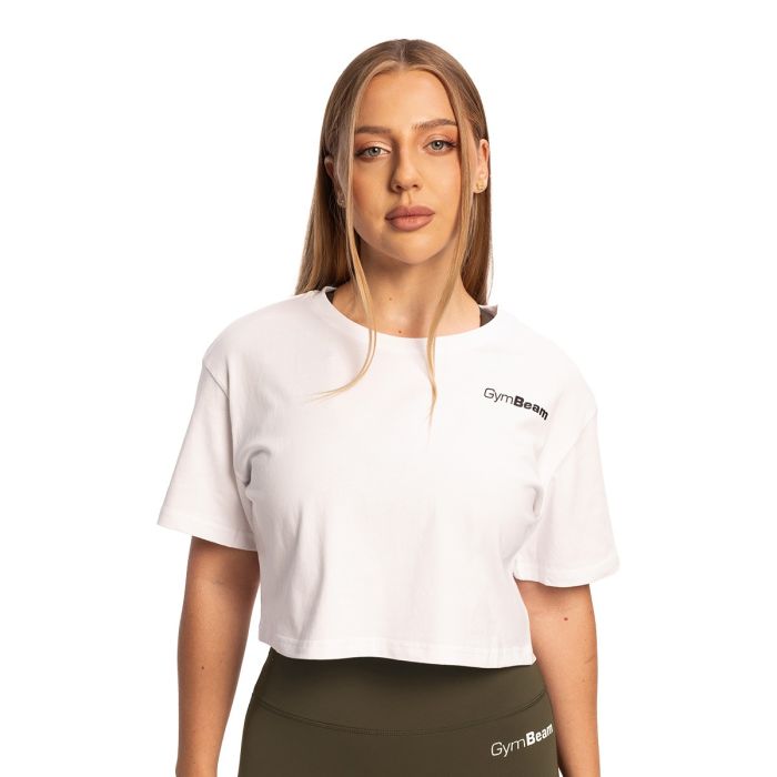 Damska koszulka Cropped Limitless White - GymBeam M
