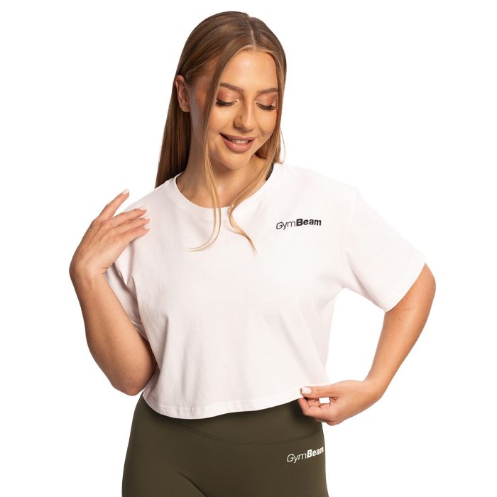 Damska koszulka Cropped Limitless White - GymBeam M