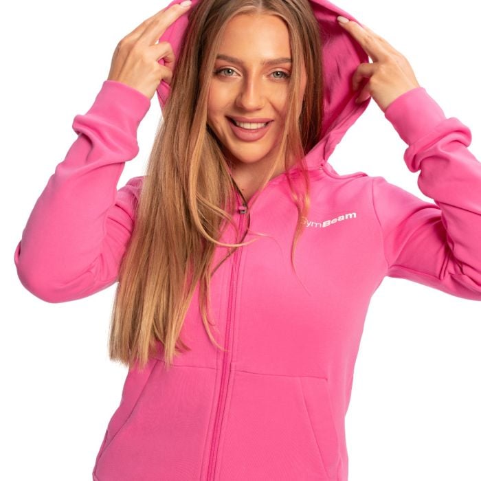 Damska bluza z kapturem Zip Up Limitless Dragonfruit - GymBeam L