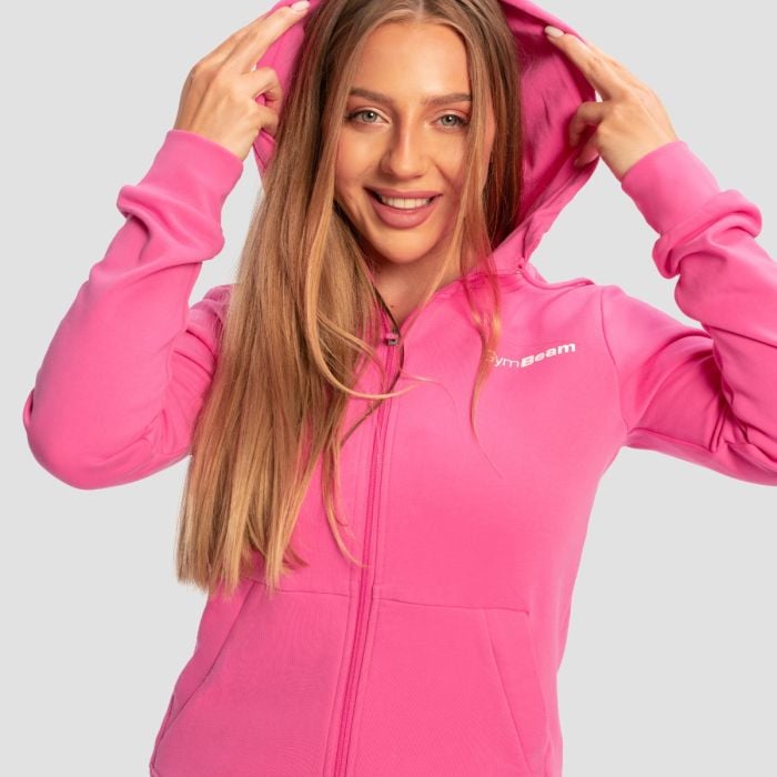 Damska bluza z kapturem Zip Up Limitless Dragonfruit - GymBeam L