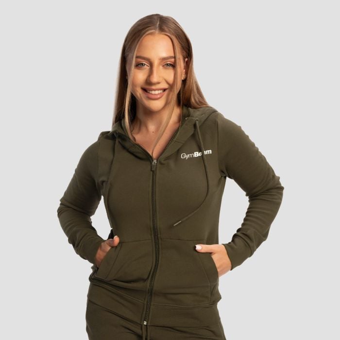 Damska bluza z kapturem Zip Up Limitless Espresso - GymBeam S