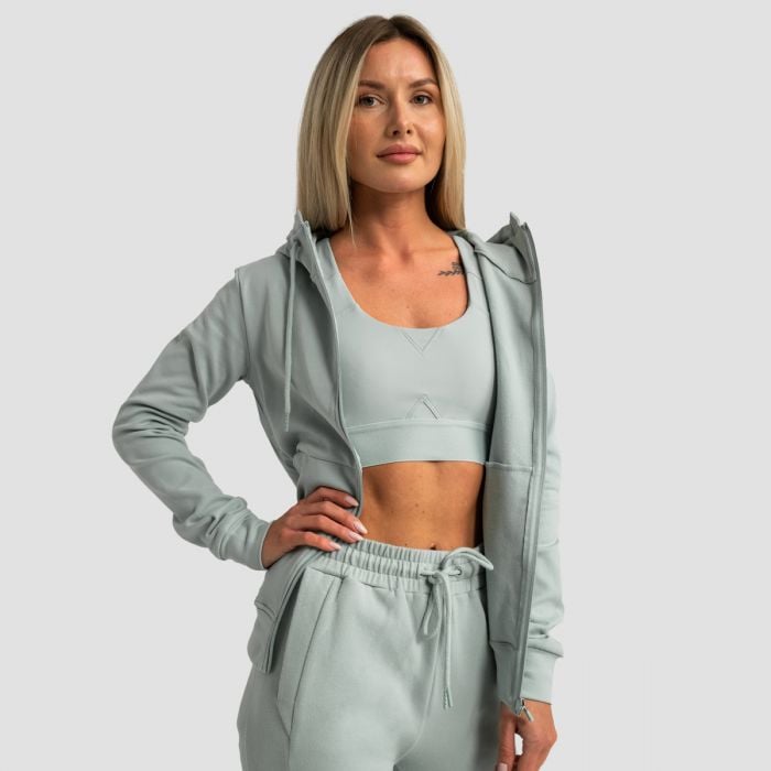 Damska bluza z kapturem Zip Up Limitless Eucalypt - GymBeam M