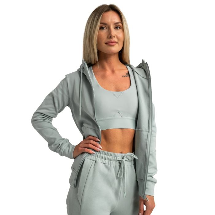 Damska bluza z kapturem Zip Up Limitless Eucalypt - GymBeam M