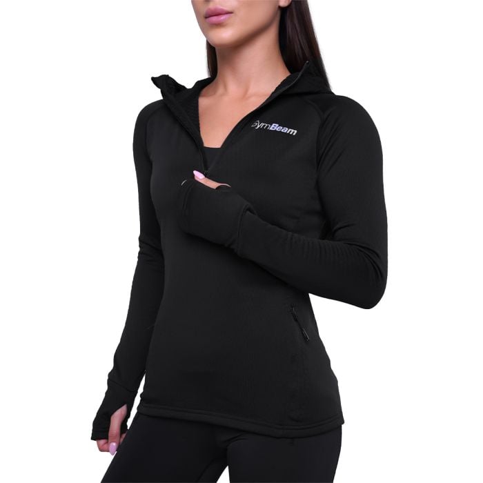 Damska bluza do biegania Pulse 1/2 Zip Black - GymBeam S