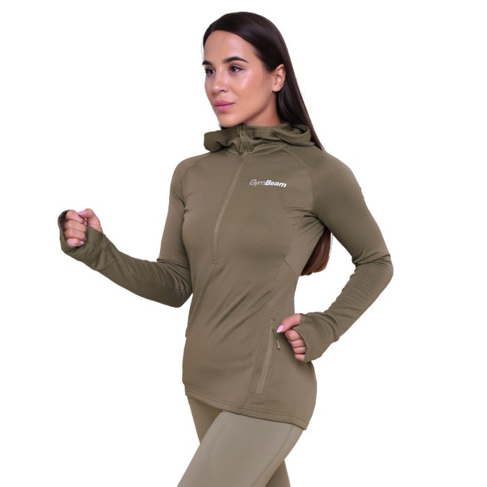 Damska bluza do biegania Pulse 1/2 Zip Vetiver - GymBeam M