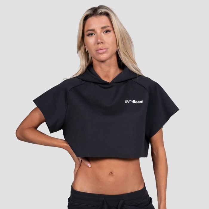 Damska bluza z kapturem Relay Cropped Black - GymBeam S