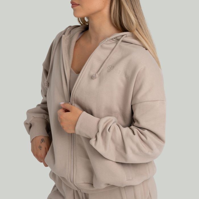 Bluza damska z kapturem Zip Taupe - STRIX M
