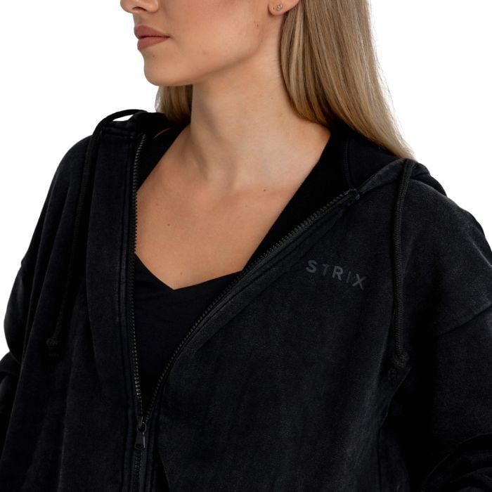 Bluza damska z kapturem Zip Washed Black - STRIX M