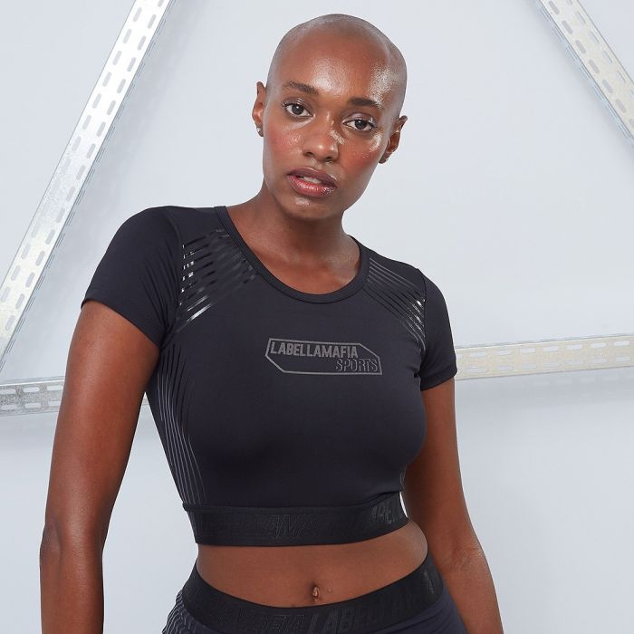 
Koszulka damska CropTop Techwear Vibes Black - LABELLAMAFIA
