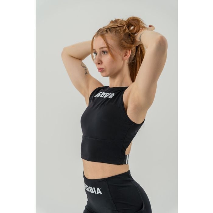 Damski Tank Top Cropped Gym Therapy Black - NEBBIA L