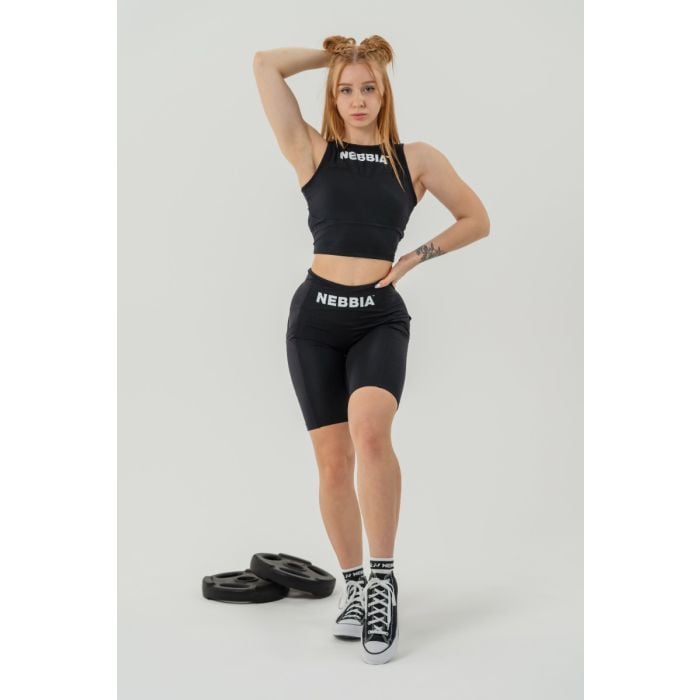 Damski Tank Top Cropped Gym Therapy Black - NEBBIA L