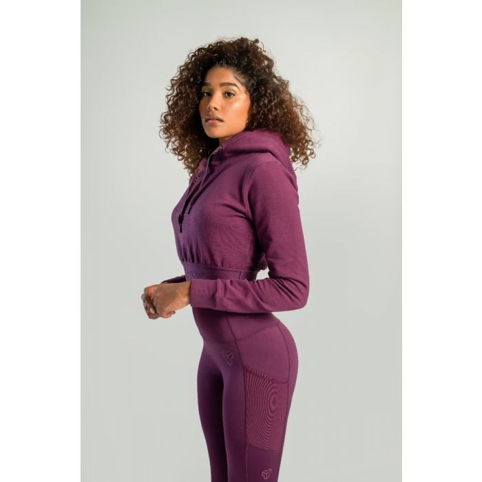 Krótka bluza damska z kapturem Essential Plum - STRIX S
