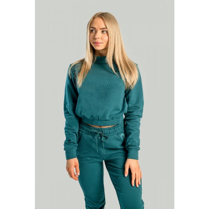 Sweter damski z wysokim kołnierzem Essential Deep Teal - STRIX S