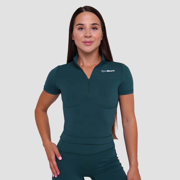 Damska koszulka Ignite Cropped Dark Green - GymBeam M