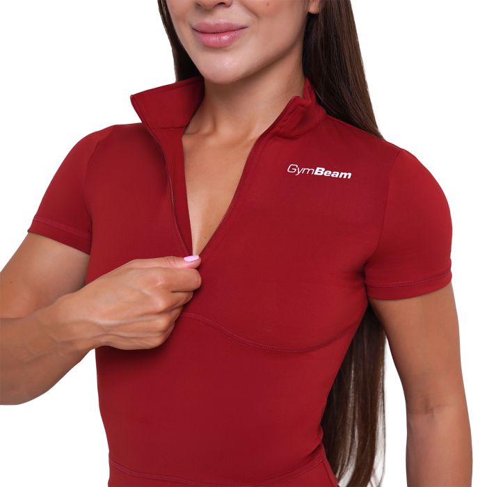 Damska koszulka Ignite Cropped Dark Red - GymBeam S