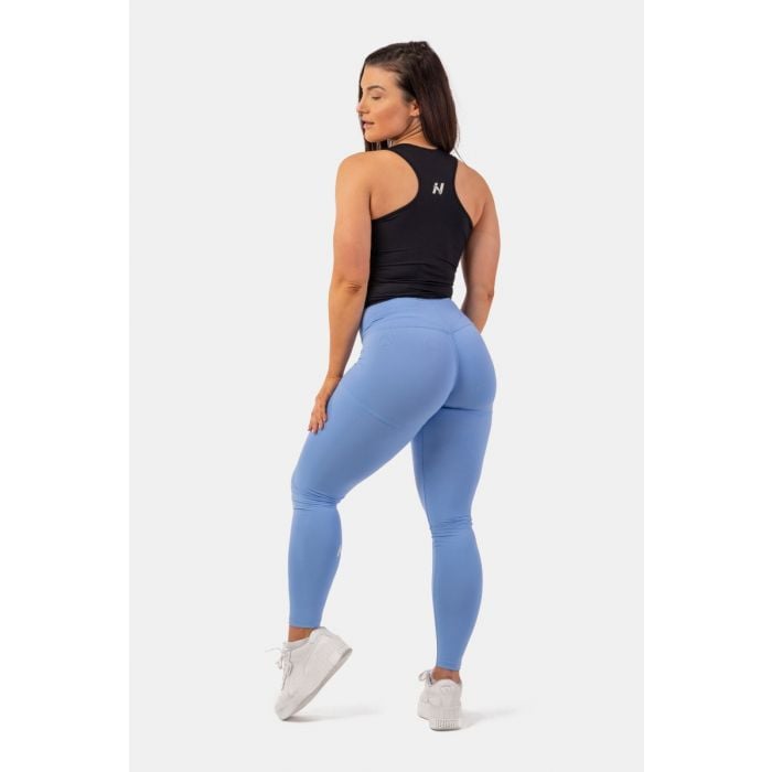 Damskie legginsy z wysokim stanem i kieszenią Active Light Blue - NEBBIA XS