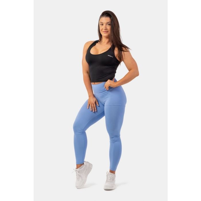 Damskie legginsy z wysokim stanem i kieszenią Active Light Blue - NEBBIA XS