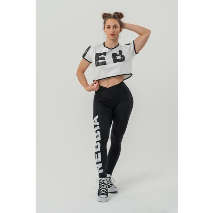 Damski Crop Top Oversized Game On White - NEBBIA S