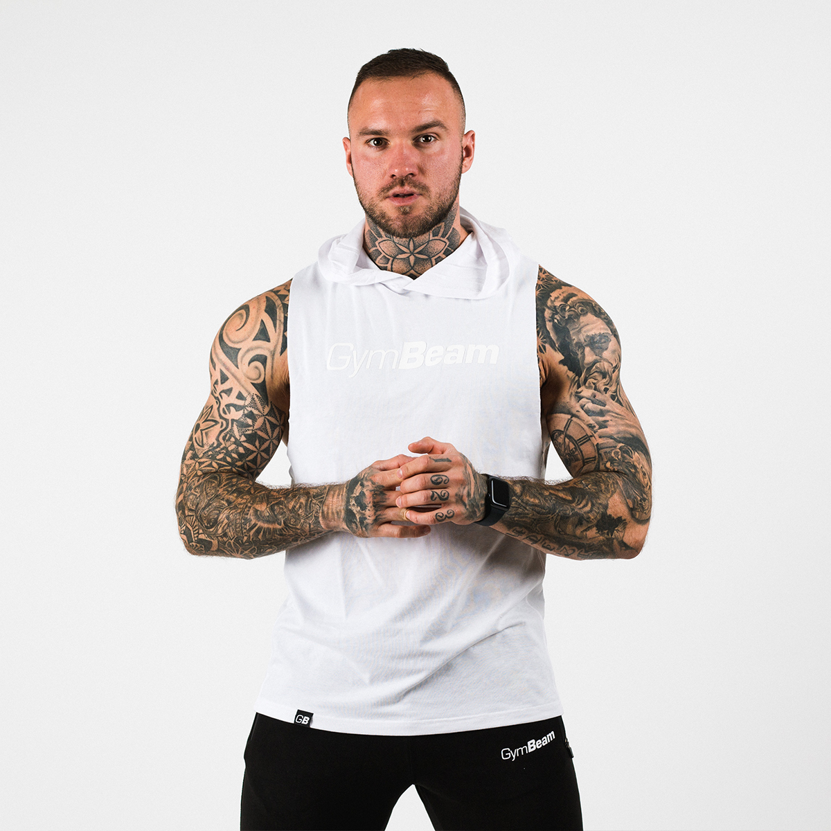 GymBeam Męski Hoodie Tank Top White S