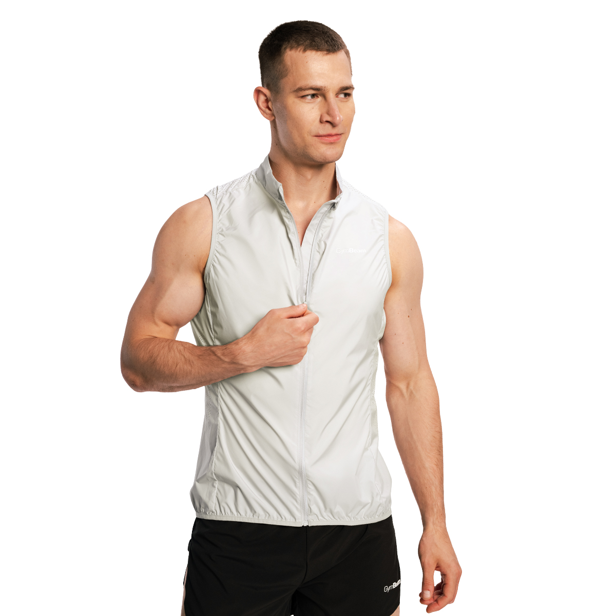 GymBeam Men‘s Pulse X Running Gillet Gray - Rozmiar: S | Kolor: Szary | Waga: 0,094 g | Opakowanie: 80 · záber 9