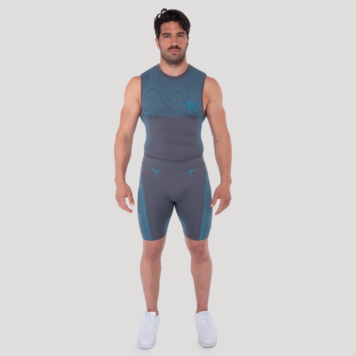 GymBeam OG1 Seamless Tanktop Grey/Blue - Rozmiar: XXL | Kolor: Szary | Waga: 0,2305 g | Opakowanie: 90 · záber 6