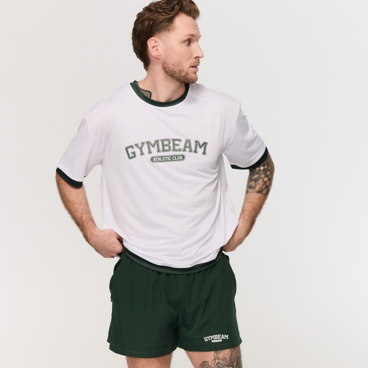 GymBeam Oversized Varsity T-Shirt White - Rozmiar: L | Kolor: Biały | Waga: 0,24 g | Opakowanie: 78 · záber 7