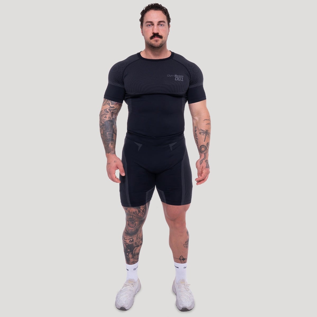 GymBeam OG1 Seamless T-shirt Black/Grey - Rozmiar: XXL | Kolor: Czarny | Waga: 0,291 g | Opakowanie: 80 · záber 7