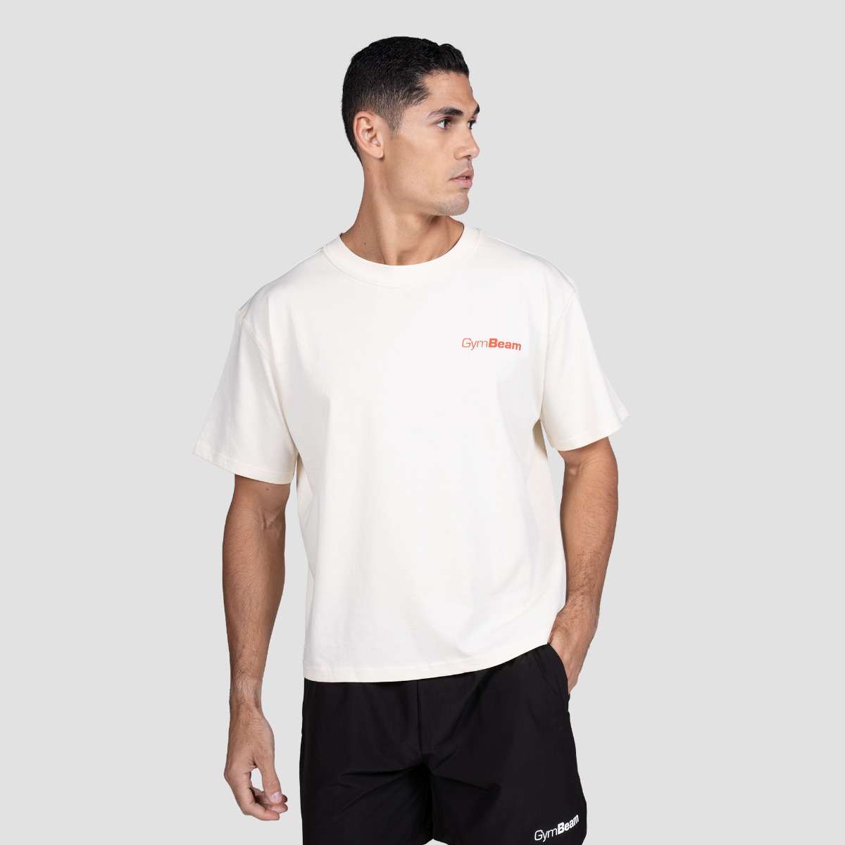GymBeam Prague T-shirt Cream - Rozmiar: XL | Kolor: Béžová | Waga: 0,2498 g | Opakowanie: 37 · záber 6