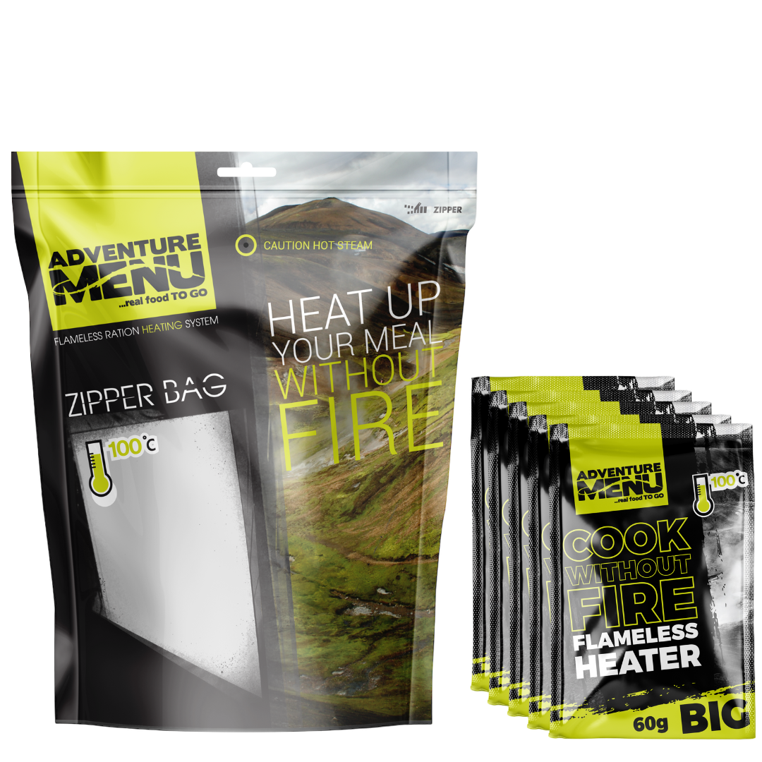 Podgrzewacz bezpłomieniowy ZESTAW + Torebka strunowa - Adventure Menu