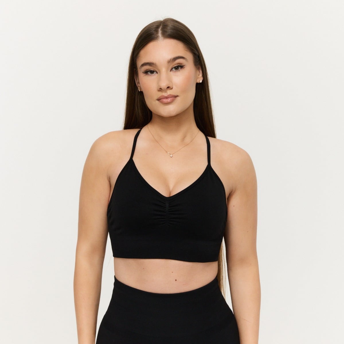 Biustonosz sportowy Sculpt Seamless Black - GymBeam