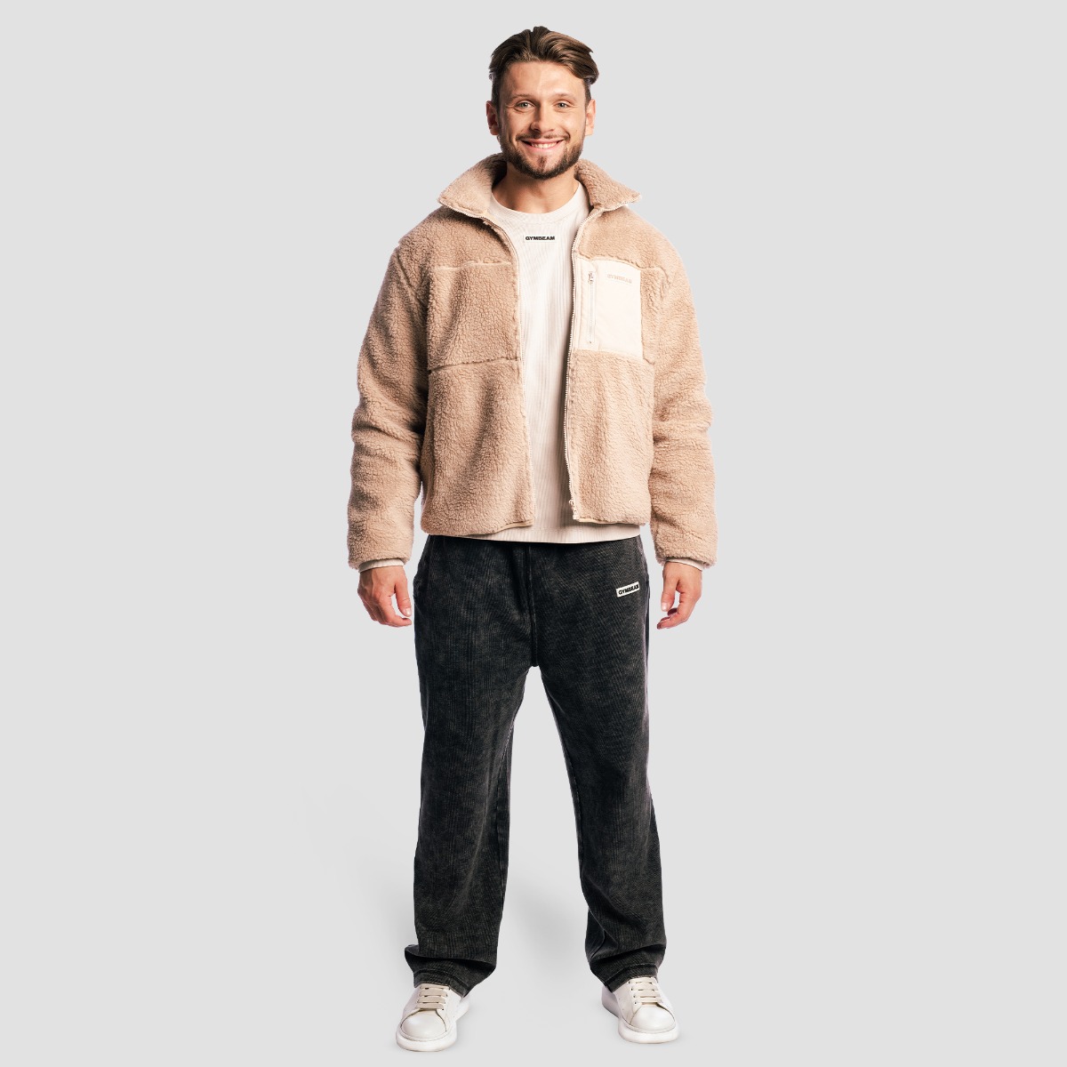GymBeam Sherpa Jacket Canyon - Rozmiar: M | Kolor: Béžová | Waga: 0,9 g | Opakowanie: 14 · záber 7