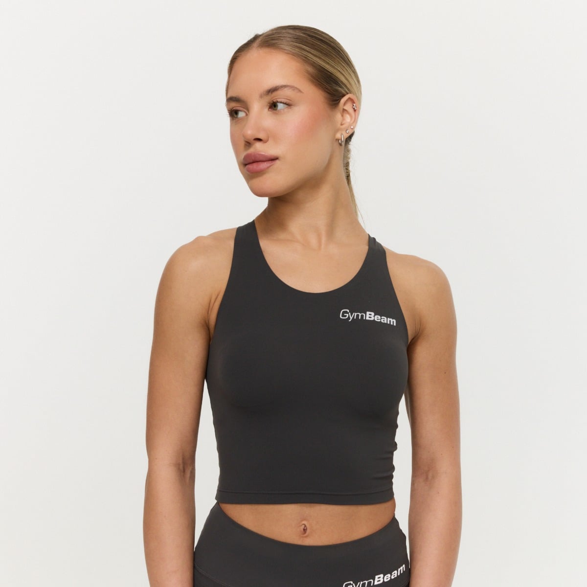 Damski Top Sportowy BEAT Charcoal - GymBeam