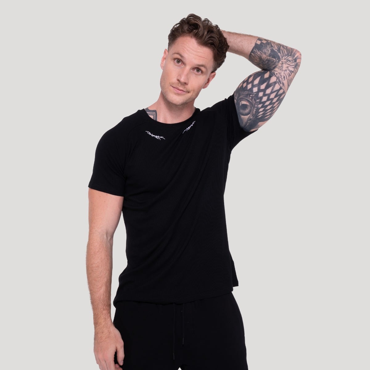 Koszulka Tribal Ribbed Black - GymBeam