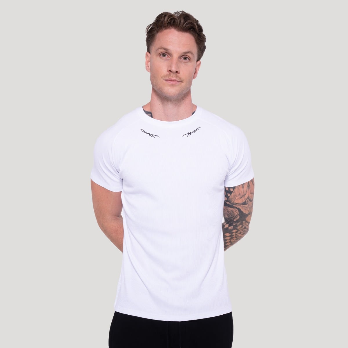 Koszulka Tribal Ribbed White - GymBeam