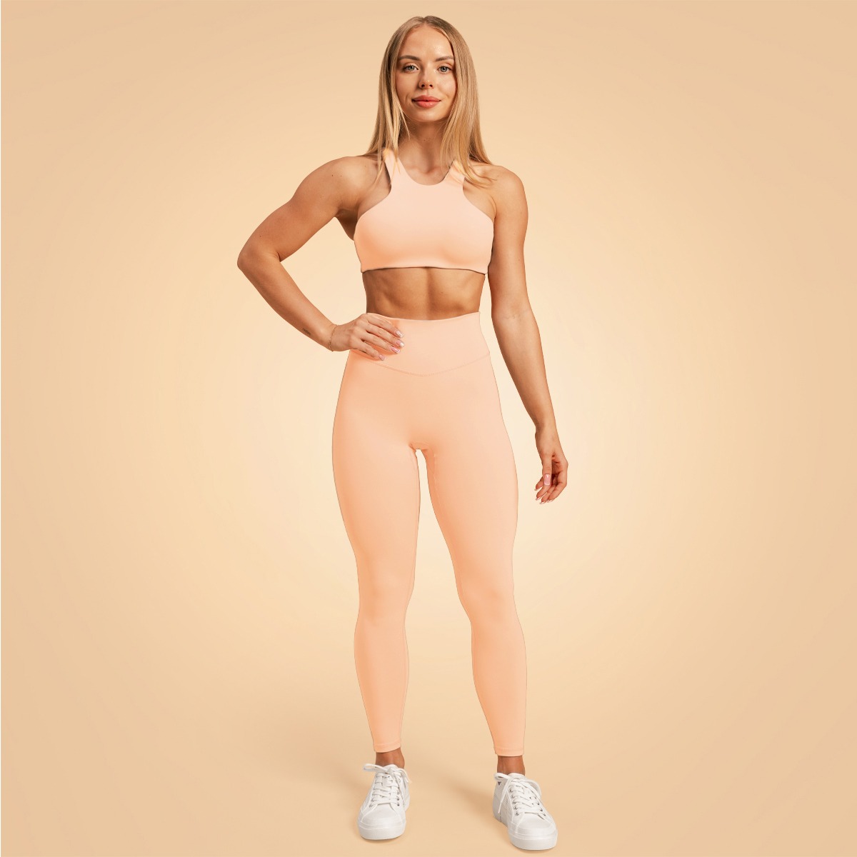 BeastPink Women‘s Venture Leggings Peach - Rozmiar: L | Kolor: Pomarańczowy | Waga: 0,18 g · záber 6