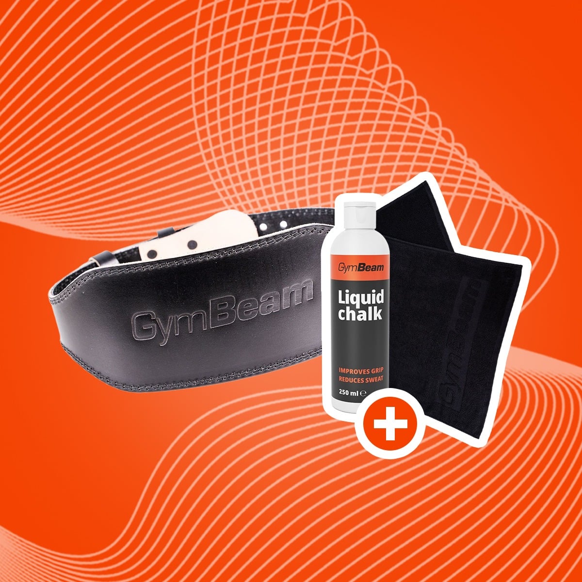 Skórzany pas do ćwiczeń Black - GymBeam + PREZENTY 