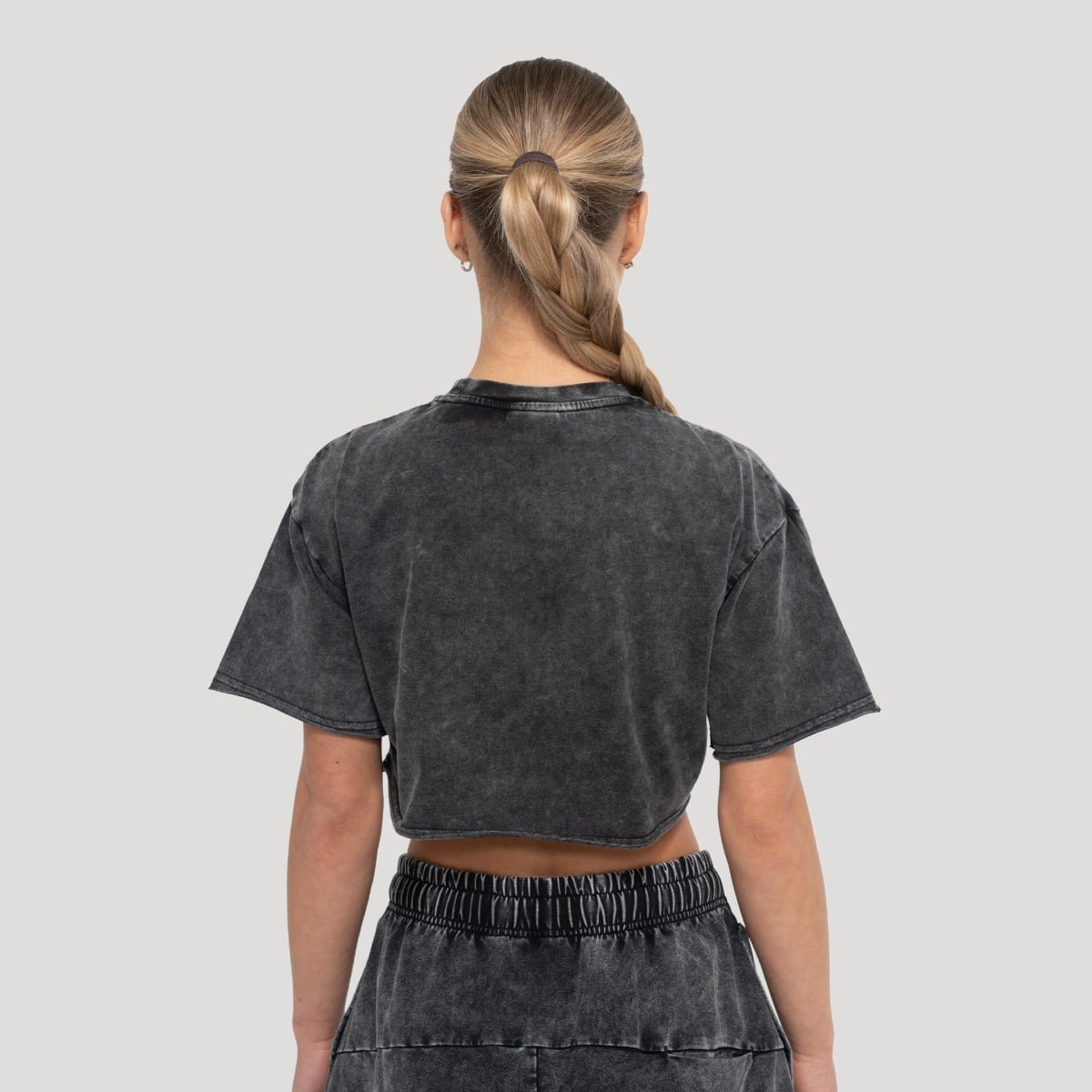 Damska koszulka Abyss Cropped Charcoal - GymBeam