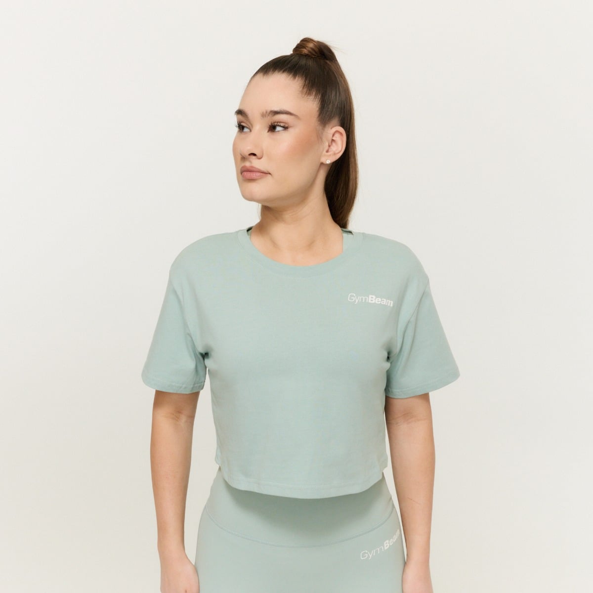 Damska koszulka Cropped Limitless Eucalypt - GymBeam