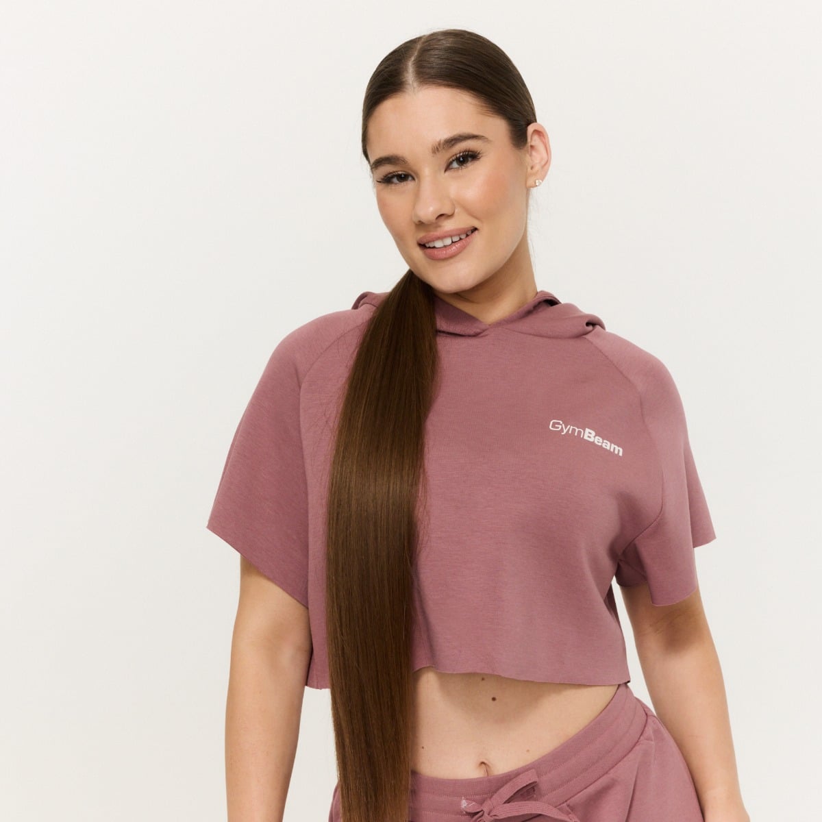 Damska bluza z kapturem Relay Cropped Haze - GymBeam