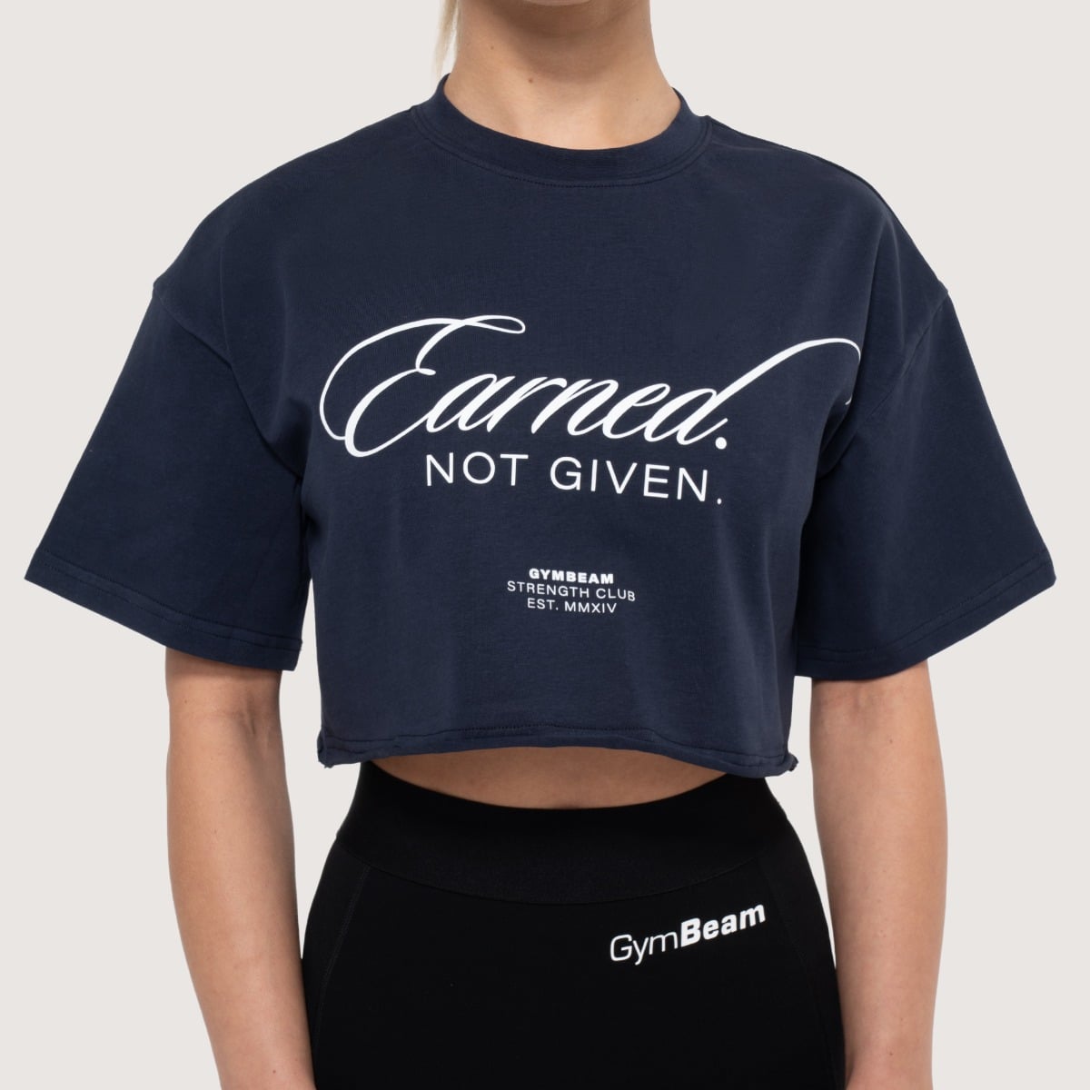 Damska koszulka Earned Cropped Midnight - GymBeam
