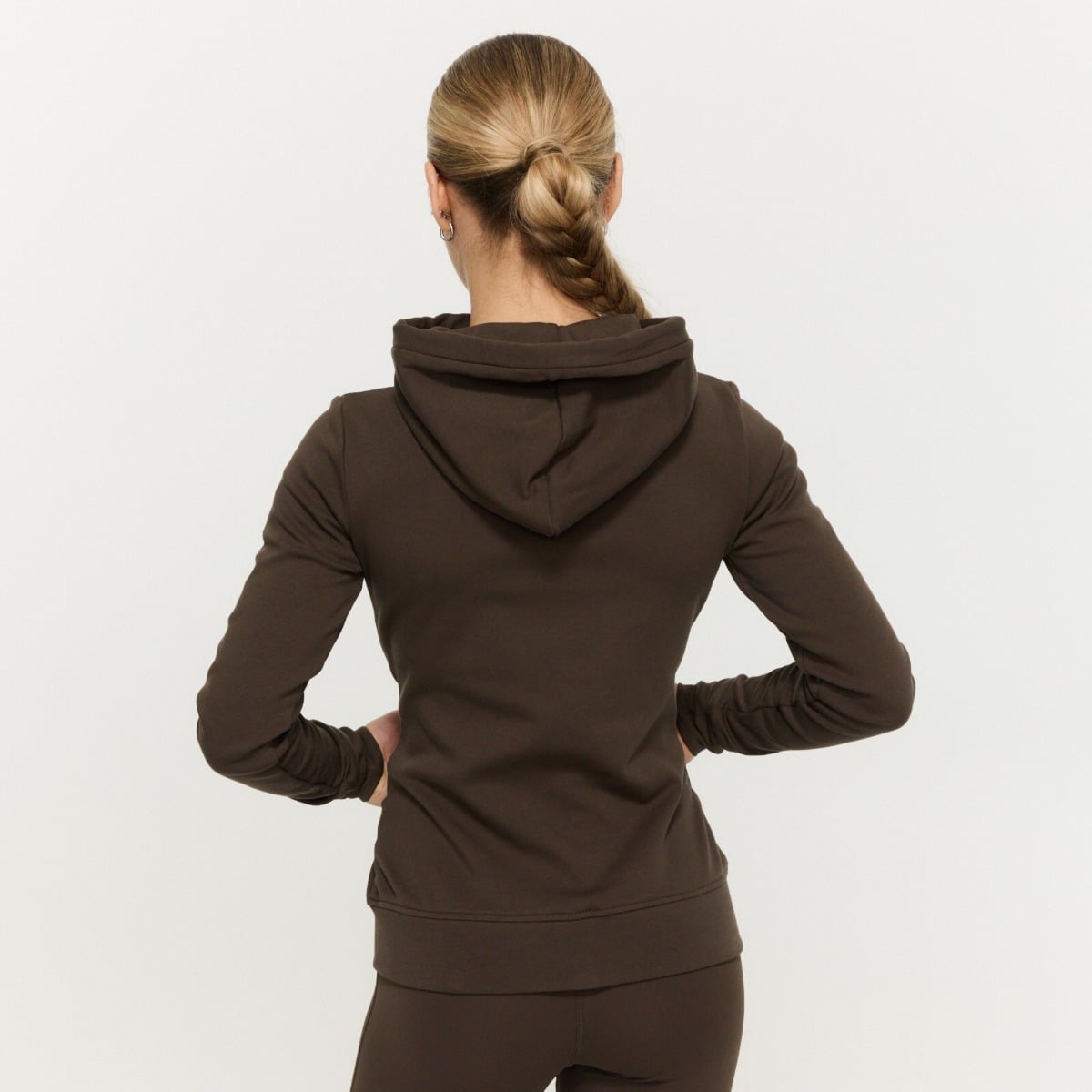Damska bluza z kapturem Zip Up Limitless Espresso - GymBeam