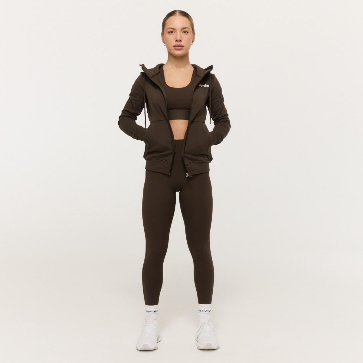 GymBeam Women‘s Limitless Zip Up Hoodie Espresso - Rozmiar: XS | Kolor: Brązowy | Waga: 0,4895 g | Opakowanie: 42 · záber 6