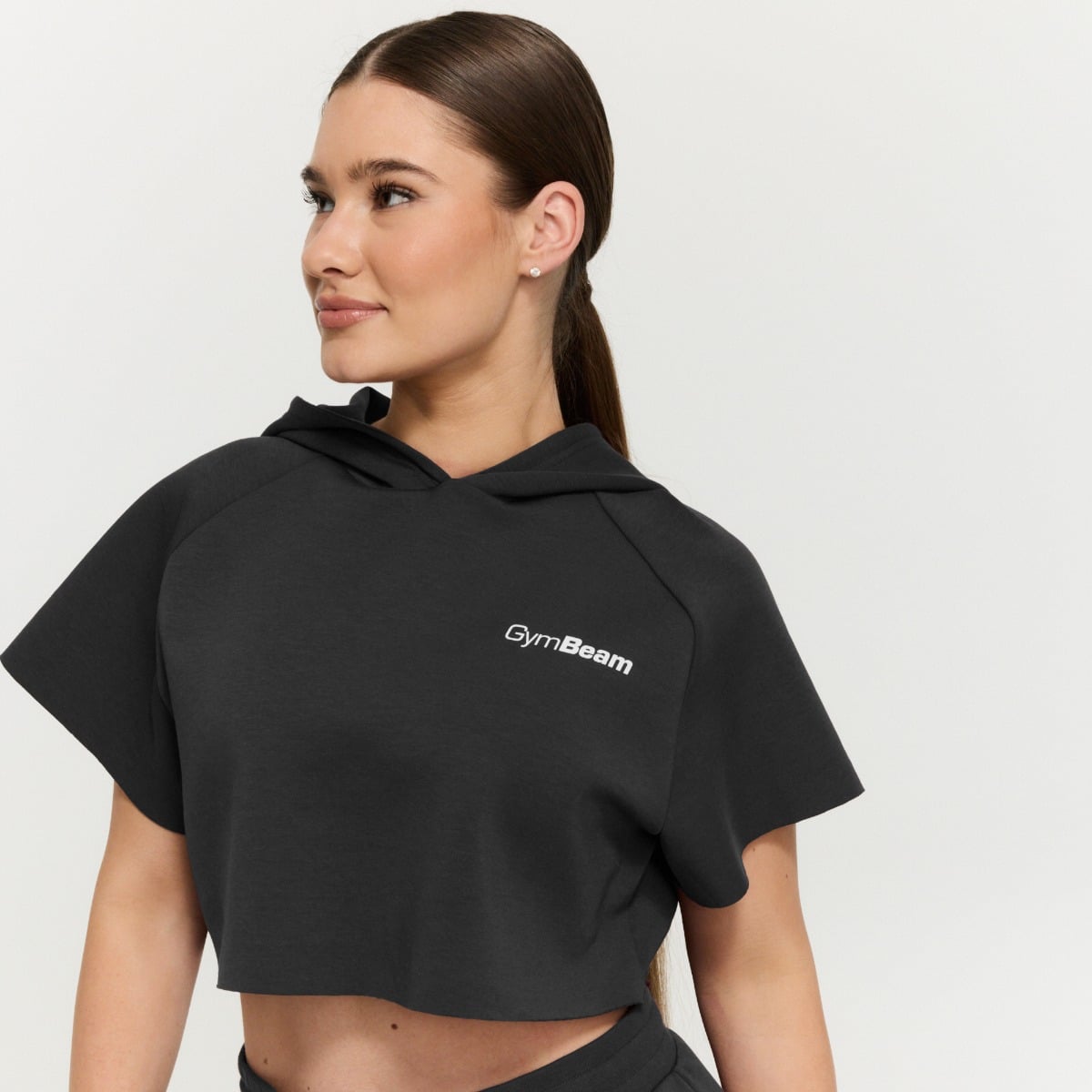 Damska bluza z kapturem Relay Cropped Black - GymBeam