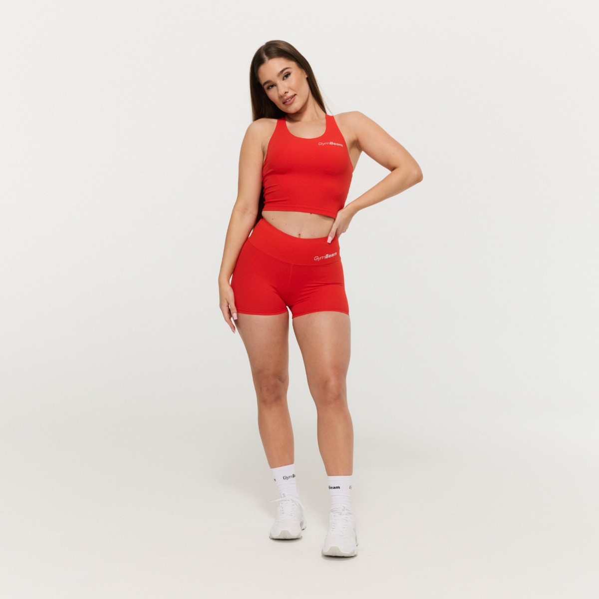 GymBeam Women‘s BEAT Shorts Tangerine - Rozmiar: L | Kolor: Pomarańczowy | Waga: 0,08 g | Opakowanie: 40 · záber 6
