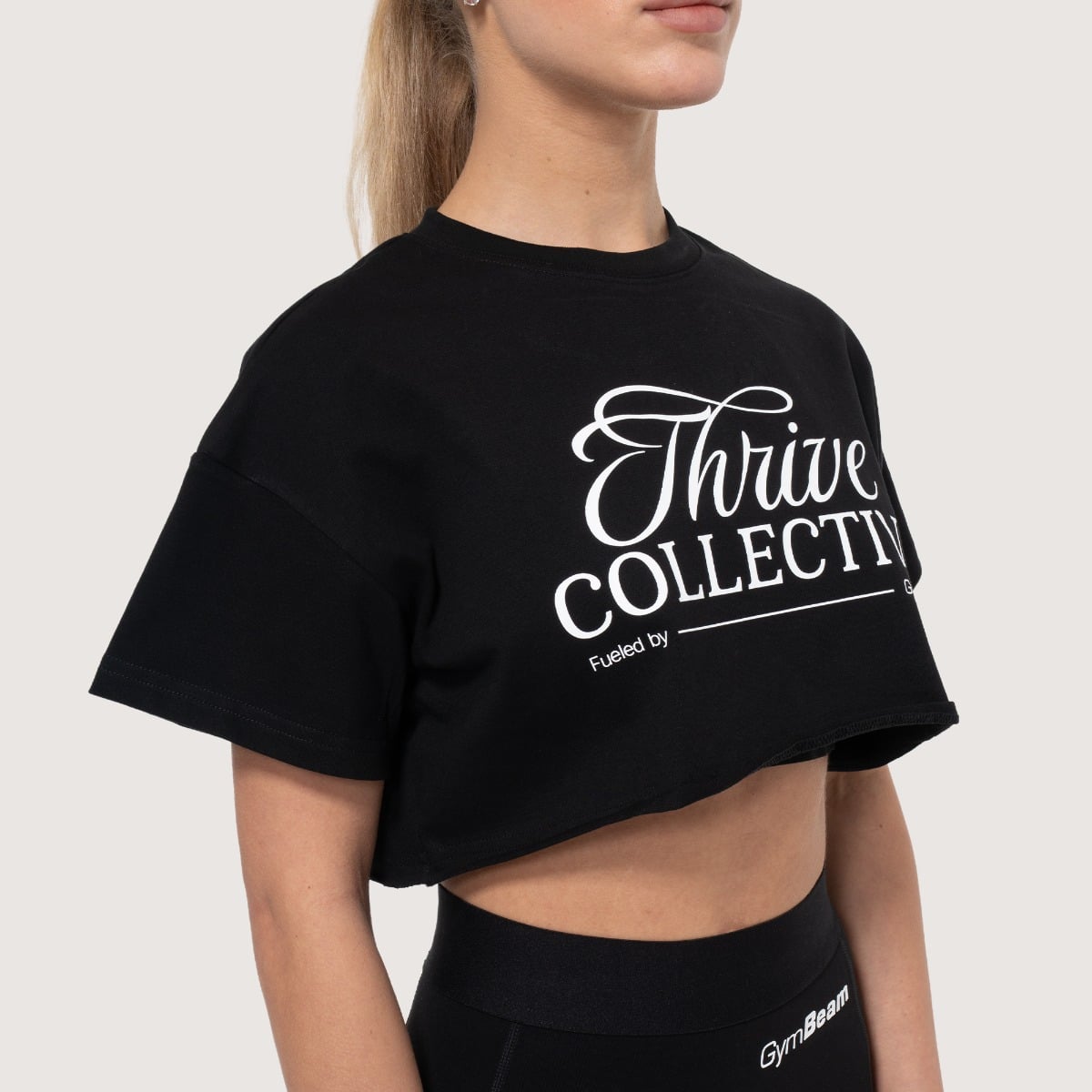 Damska koszulka Thrive Cropped Black - GymBeam