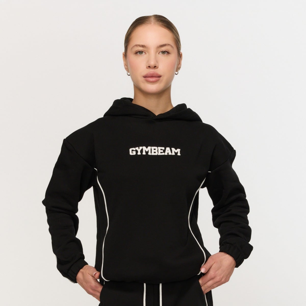 Damska bluza z kapturem Varsity Black - GymBeam