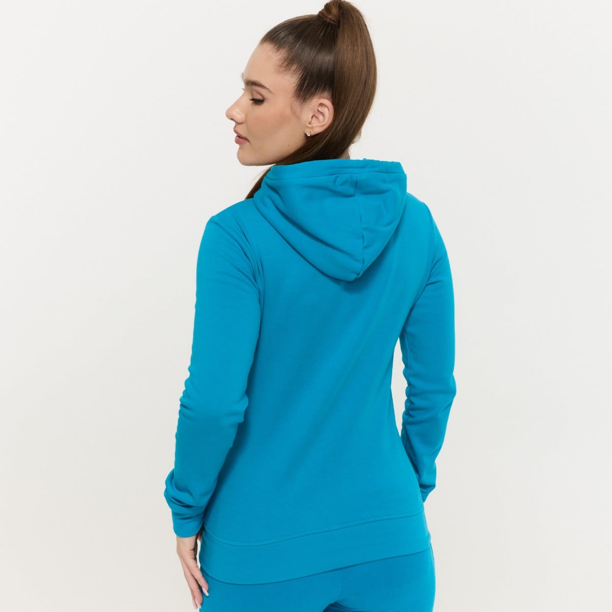 Damska bluza z kapturem Zip Up Limitless Aquamarine - GymBeam