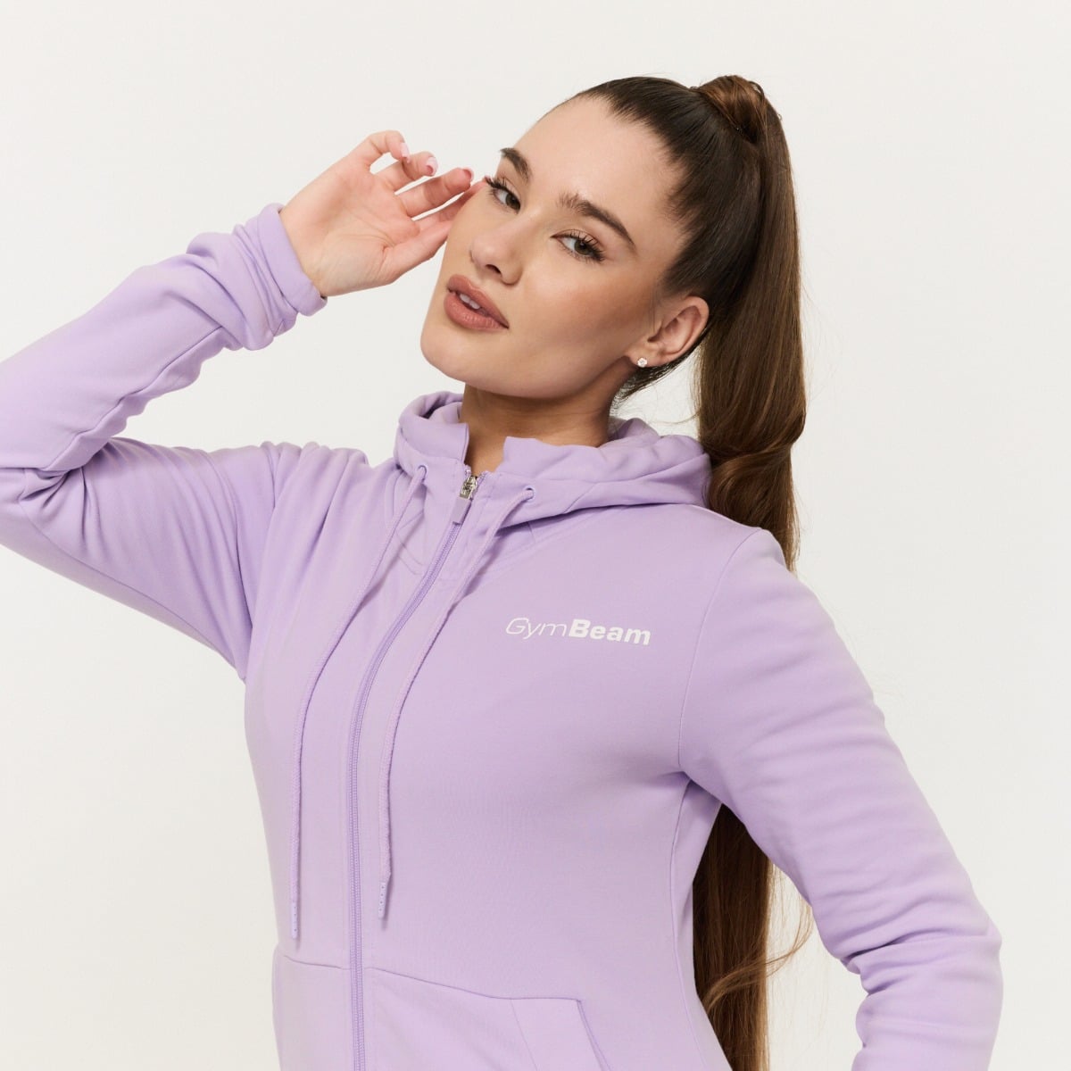 Damska bluza z kapturem Zip Up Limitless Lavender - GymBeam