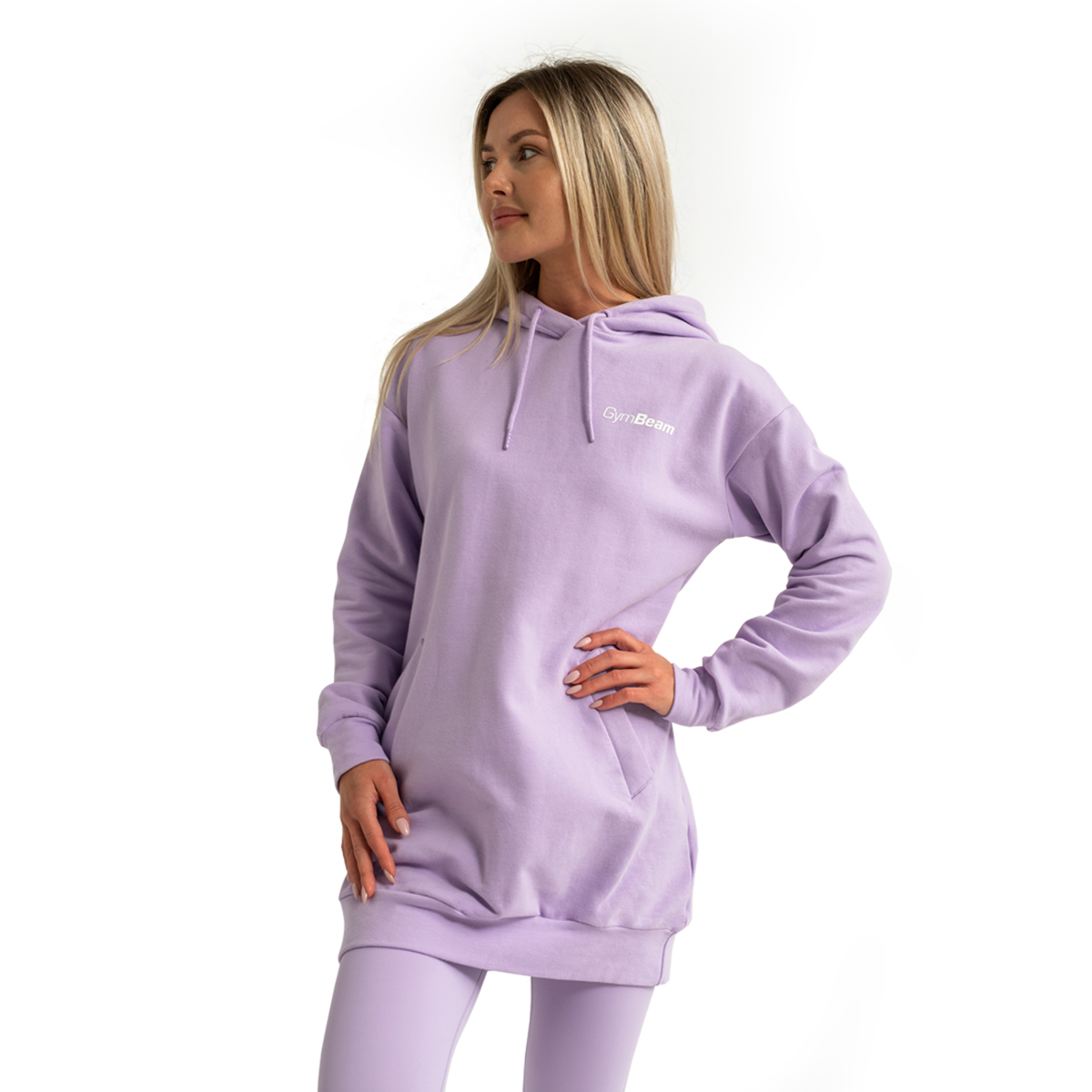 GymBeam Women‘s Limitless Longline Hoodie Lavender - Rozmiar: XL | Kolor: Fioletowy | Waga: 0,78 g | Opakowanie: 26 · záber 10